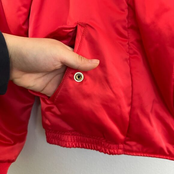 Scotch & Soda Satin Red‎ Zip Up Lined Bomber Jacket Pockets Festive Americana M - Picture 11 of 11